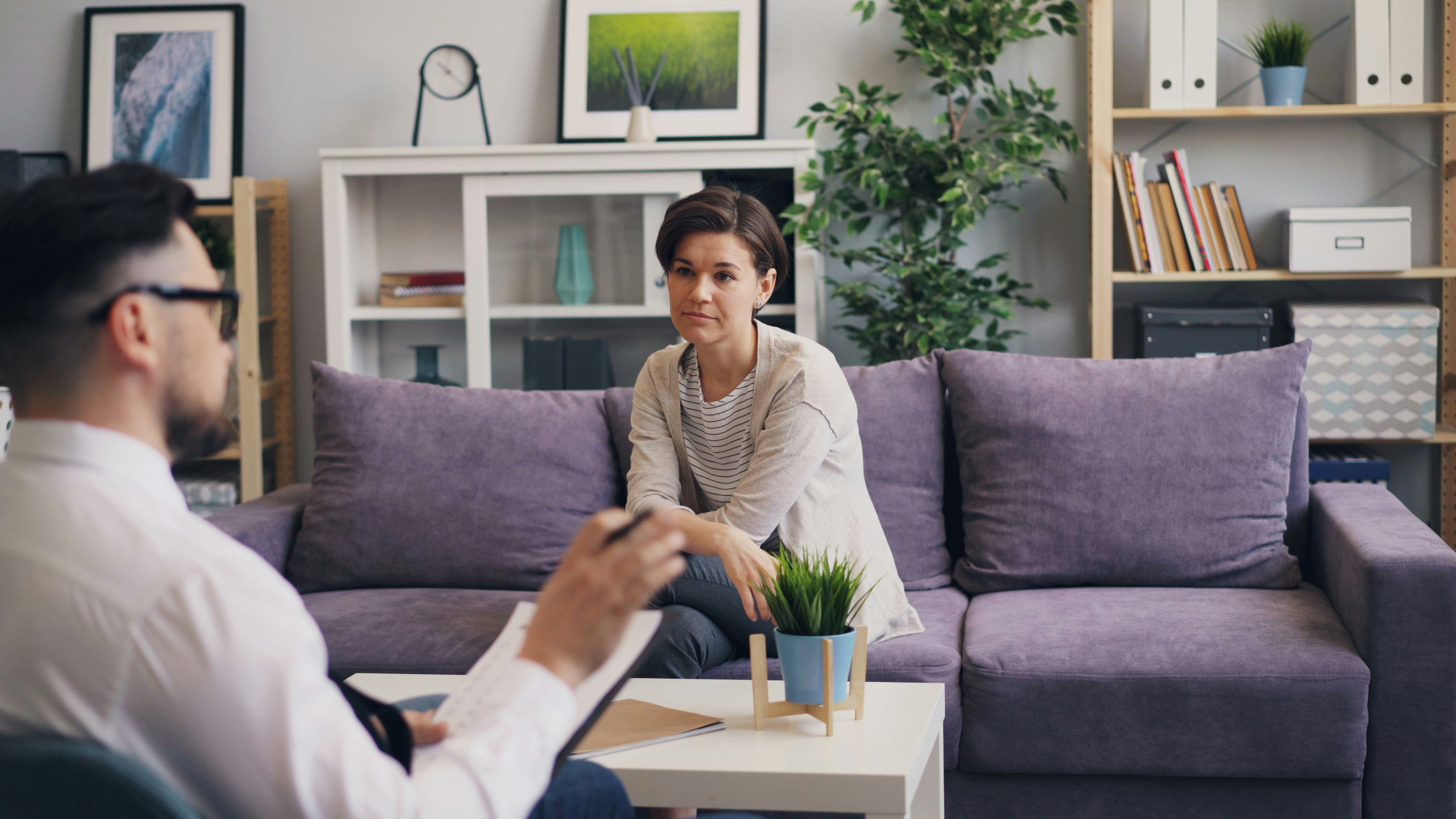 Person in a calm individual therapy session